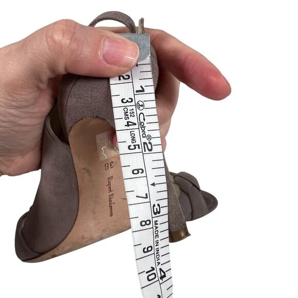 Rupert Sanderson Gaynor Heels Size EU 38 US 7 Suede Brown Peep Toe Sling Back - Picture 10 of 14